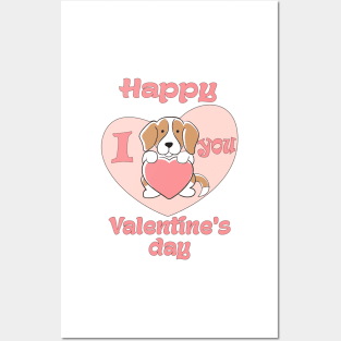 Happy Valentine's day-Valentine's Dog I love you Posters and Art